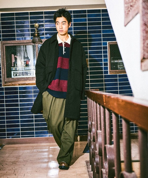 ワイドボーダーラガーニットプルオーバー（ニット/セーター）｜niko