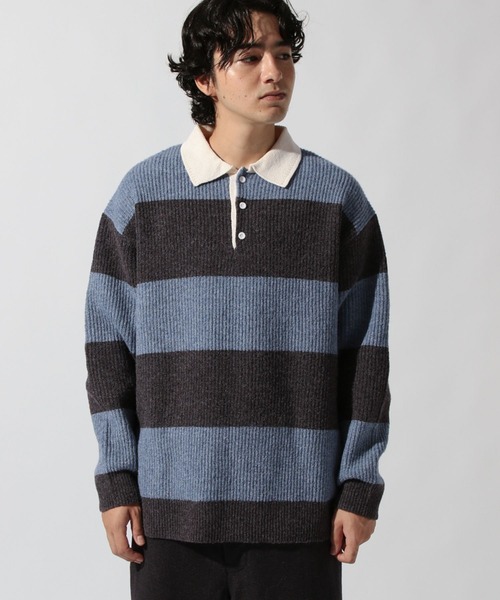 ワイドボーダーラガーニットプルオーバー（ニット/セーター）｜niko