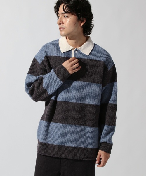 niko and...(ニコアンド)の「ワイドボーダーラガーニットプルオーバー(ニット/セーター・メンズ・ネイビー/ブラウン・MEDIUM/LARGE)」の17枚目の写真