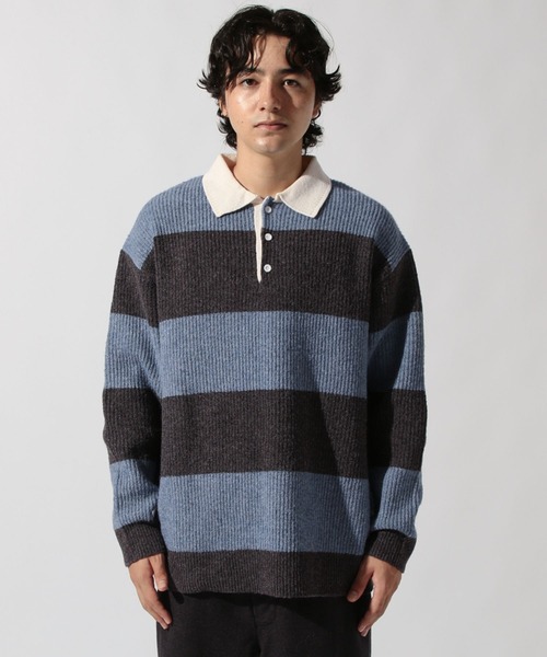 ワイドボーダーラガーニットプルオーバー（ニット/セーター）｜niko
