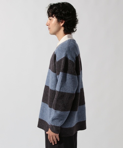 ワイドボーダーラガーニットプルオーバー（ニット/セーター）｜niko