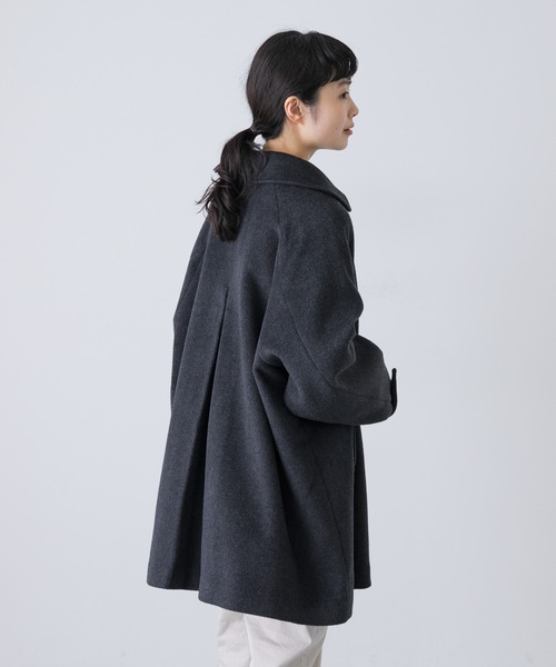 【未使用品】かぐれ　ウールステンカラーショートコート　グレー かぐれ コート アウター ウールステンカラーショートコート