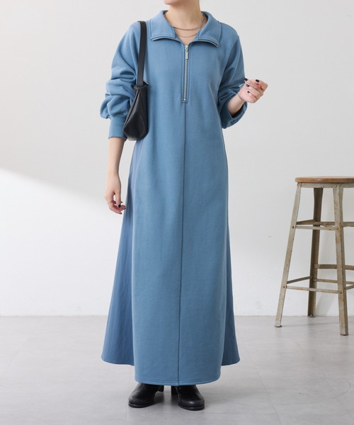 COLLAGE GALLARDAGALANTE（コラージュガリャルダガランテ）の「異素材ドッキングハーフジップワンピース（ワンピース・レディース・カーキ/ブルー・FREE）」の11枚目の写真