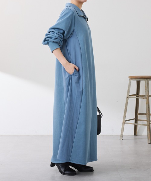 COLLAGE GALLARDAGALANTE（コラージュガリャルダガランテ）の「異素材ドッキングハーフジップワンピース（ワンピース・レディース・カーキ/ブルー・FREE）」の18枚目の写真