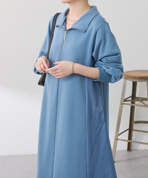 COLLAGE GALLARDAGALANTE（コラージュガリャルダガランテ）の「異素材ドッキングハーフジップワンピース（ワンピース・レディース・カーキ/ブルー・FREE）」の13枚目の写真