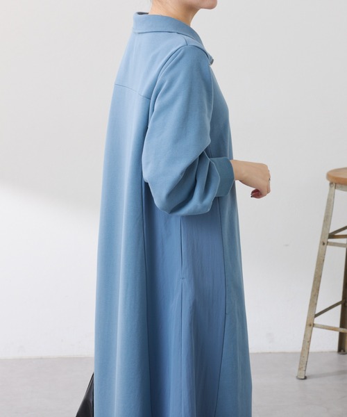 COLLAGE GALLARDAGALANTE（コラージュガリャルダガランテ）の「異素材ドッキングハーフジップワンピース（ワンピース・レディース・カーキ/ブルー・FREE）」の15枚目の写真