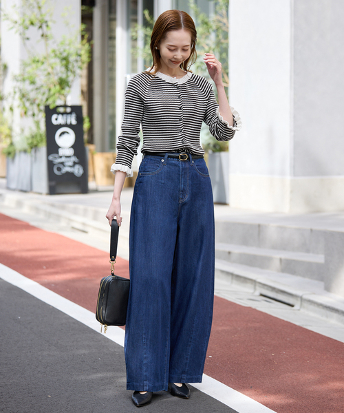 tyn.TGOR J0102（カーディガン フリルカーディガン 追加2》tyn.TGOR/トゴール トゴール　グリッターモヘアカーディガン　ブルー トップス