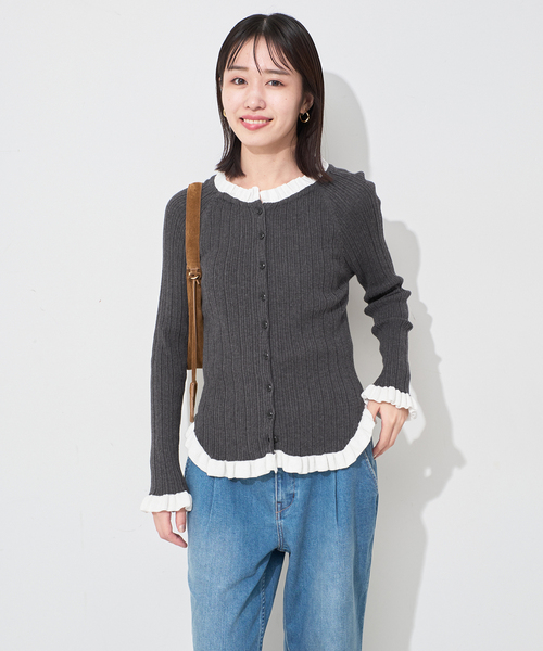 追加》tyn.TGOR/トゴール フリルカーディガン J0102（カーディガン