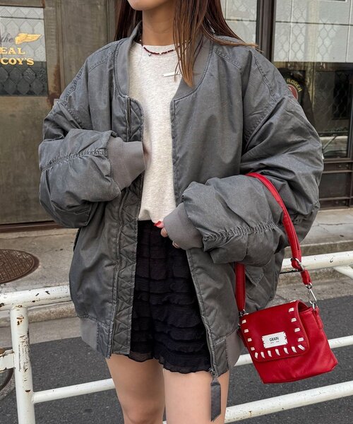 CIAOPANIC（チャオパニック）の「オーバーダイMA-1（ブルゾン・レディース・カーキ/グレー/ブラック・FREE）」の3枚目の写真