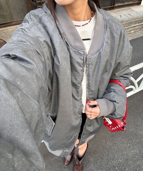 CIAOPANIC（チャオパニック）の「オーバーダイMA-1（ブルゾン・レディース・カーキ/グレー/ブラック・FREE）」の11枚目の写真