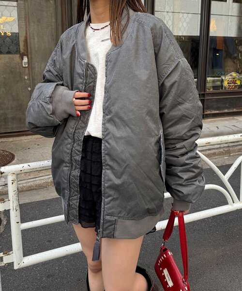 CIAOPANIC（チャオパニック）の「オーバーダイMA-1（ブルゾン・レディース・カーキ/グレー/ブラック・FREE）」の12枚目の写真