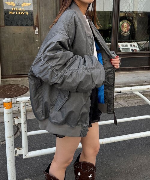 CIAOPANIC（チャオパニック）の「オーバーダイMA-1（ブルゾン・レディース・カーキ/グレー/ブラック・FREE）」の13枚目の写真