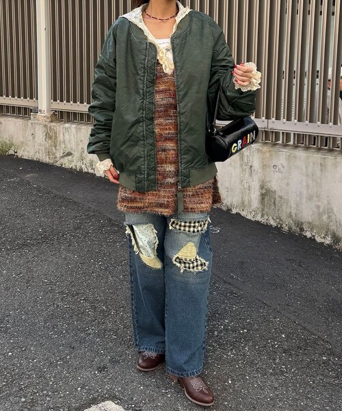 CIAOPANIC（チャオパニック）の「オーバーダイMA-1（ブルゾン・レディース・カーキ/グレー/ブラック・FREE）」の22枚目の写真