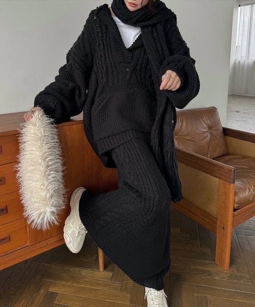 side cable coarse knit pencil SK（スカート）｜WILLFULLY（ウィル