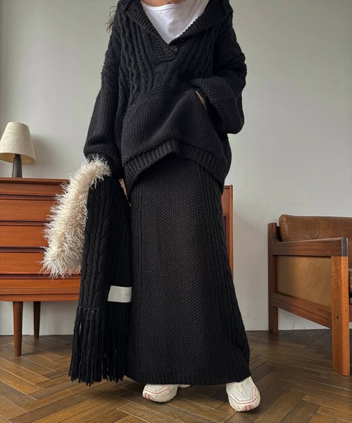 セール】side cable coarse knit pencil SK（スカート）｜WILLFULLY