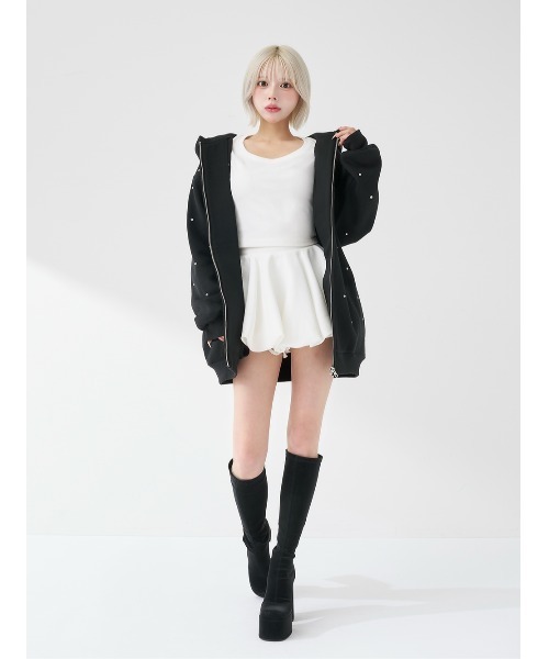 Darich（ダーリッチ）の「DDロゴビジュージップパーカー（パーカー・レディース・グレー/ミント/ブラック/ピンク/ホワイト・FREE）」の10枚目の写真