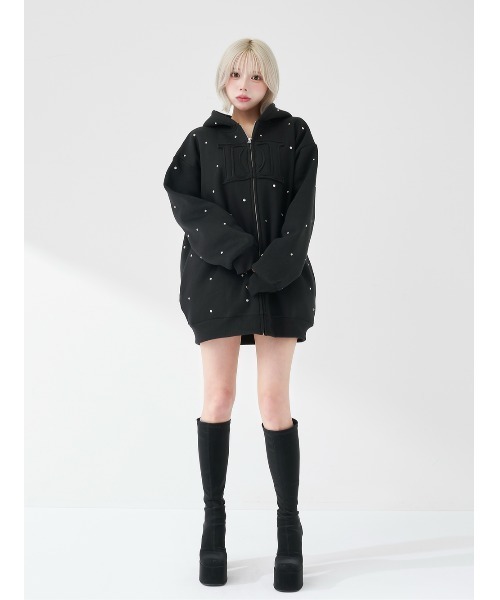 Darich ビジュー パーカー Darich（ダーリッチ）の「DDロゴビジュージップパーカー（パーカー