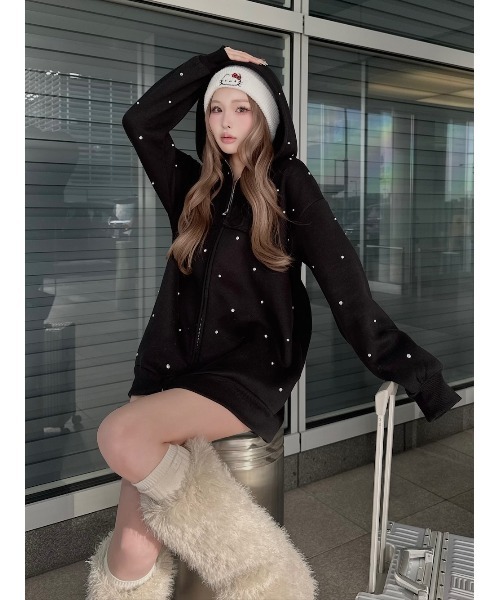 新品未開封 ダーリッチ darich ロゴビジュージップパーカー ホワイト ダーリッチ Darich DDロゴビジュージップパーカー （ホワイト