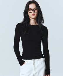 [ESSENTIAL] MINIMAL ROUND SLEEVE TOP_BLACK