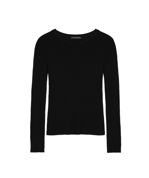 NICK&NICOLE（ニックアンドニコール）の「[ESSENTIAL] MINIMAL ROUND SLEEVE TOP_BLACK（Tシャツ/カットソー・レディース・その他・MEDIUM/LARGE）」の4枚目の写真