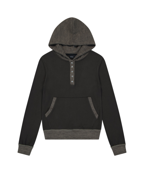 AAKAM(アーカム)の「Contrast Logo Button Hoodie (Brown)(パーカー・レディース・その他・1/2)」の1枚目の写真