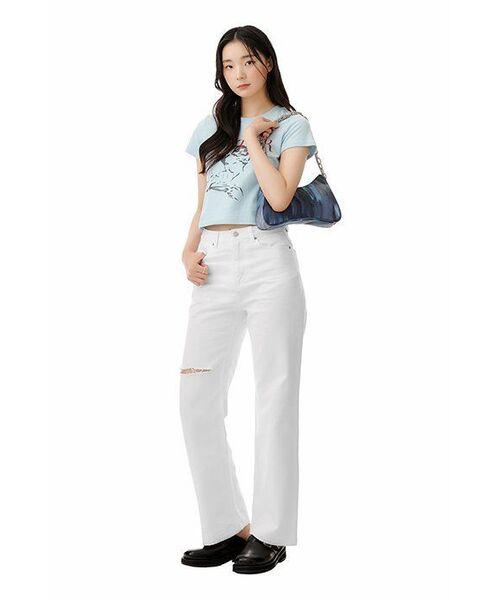 MUSINSA STANDARD WOMAN（ムシンサスタンダードウーマン）の「ウィメンズスラッシュルーズストレートデニムパンツ[ホワイト]（デニムパンツ・レディース・その他・30/24/25/26/27/28/29）」の11枚目の写真