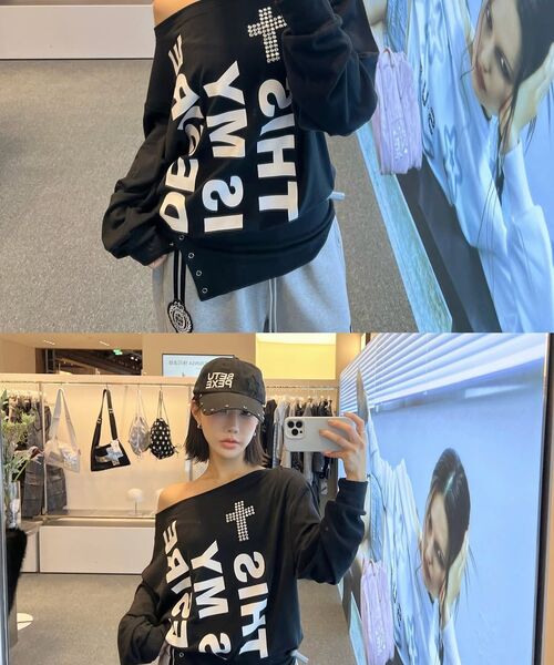 BOLD LETTERING LOOSE TOP / BLACK SETUP-EXE