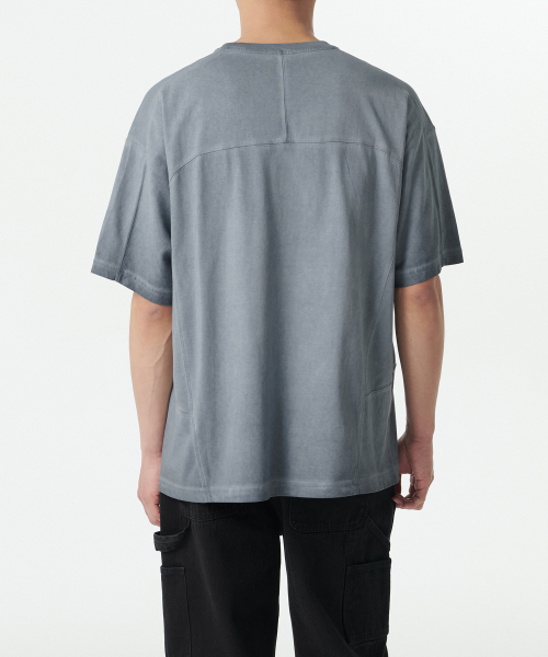 MUSINSA STANDARD（ムシンサスタンダード）の「ルナ ダイング ストラクチャード オーバーサイズ クルーネック Tシャツ [グレイッシュブルー]（Tシャツ/カットソー・メンズ・その他・XX-LARGE/XXX-LARGE/LARGE/MEDIUM/SMALL/X-LARGE）」の3枚目の写真