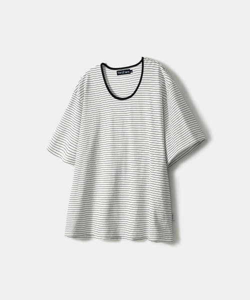TRIP LE SENS(トリップ ル センス)の「ベーシックUネックシルケットコットンTシャツ_STネックラインブラック(Tシャツ/カットソー・メンズ・その他・SMALL/MEDIUM/LARGE/X-LARGE)」の3枚目の写真