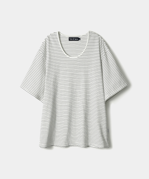 TRIP LE SENS(トリップ ル センス)の「ベーシックUネックシルケットコットンTシャツ_STネックラインブラック(Tシャツ/カットソー・メンズ・その他・SMALL/MEDIUM/LARGE/X-LARGE)」の4枚目の写真
