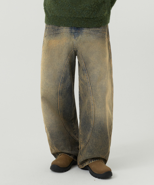 TRILLION(トリリオン)の「切開ラインウォッシュバルーンフィットデニムパンツ(MUD BEIGE)(デニムパンツ・レディース・その他・SMALL/MEDIUM/LARGE/X-LARGE)」の2枚目の写真
