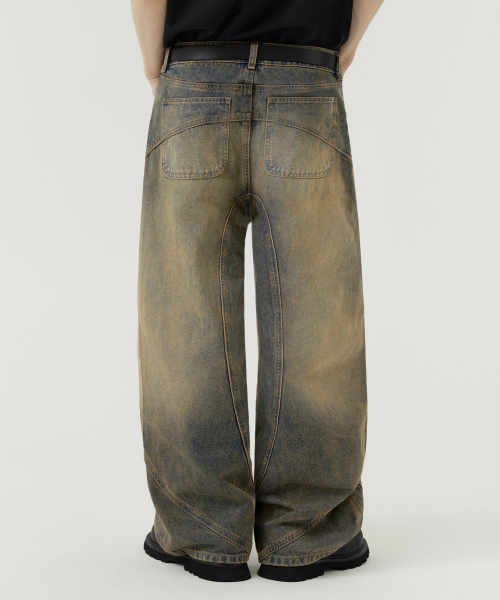 TRILLION(トリリオン)の「切開ラインウォッシュバルーンフィットデニムパンツ(MUD BEIGE)(デニムパンツ・レディース・その他・SMALL/MEDIUM/LARGE/X-LARGE)」の4枚目の写真