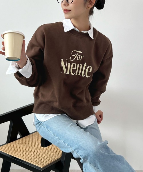 Futier land（フューティアランド）の「短丈ロゴスウェット（スウェット・レディース・杢グレー/ブラウン/ピンク・FREE）」の2枚目の写真