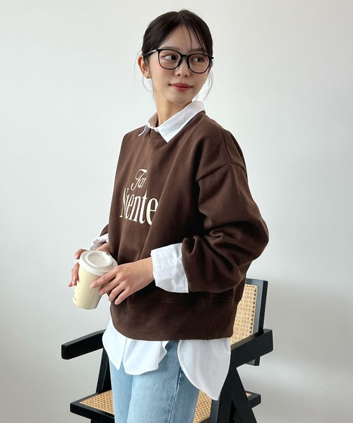 Futier land（フューティアランド）の「短丈ロゴスウェット（スウェット・レディース・杢グレー/ブラウン/ピンク・FREE）」の13枚目の写真