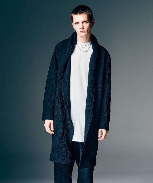 glamb（グラム）の「Crinkle Shawl Collar Coat / クリンクルショールカラーコート（ダウンジャケット/コート・メンズ・ベージュ/ブラック・S/M/L）」の7枚目の写真