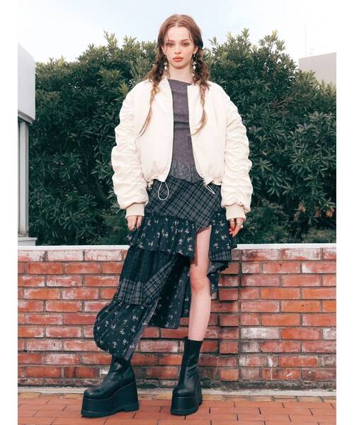 EVRIS（エヴリス）の「レースドッキングアシンメトリートップス（Tシャツ/カットソー・レディース・ホワイト/ブラック・FREE）」の12枚目の写真