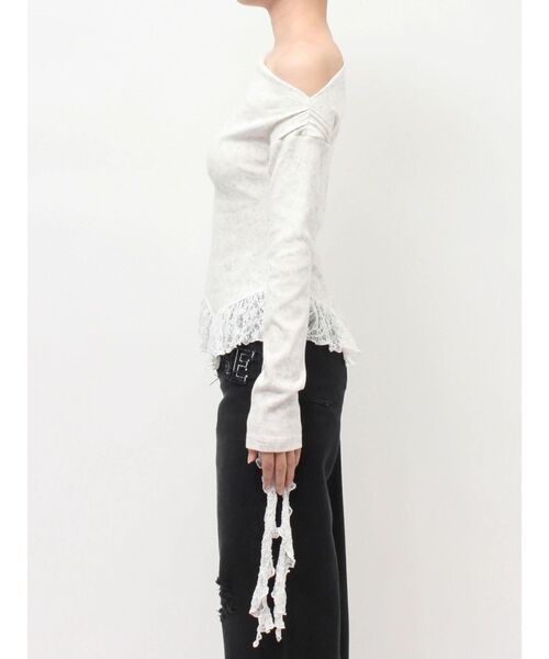 EVRIS（エヴリス）の「レースドッキングアシンメトリートップス（Tシャツ/カットソー・レディース・ホワイト/ブラック・FREE）」の14枚目の写真