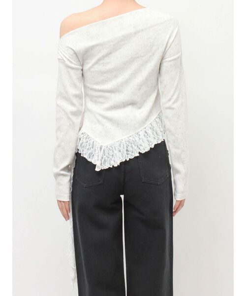 EVRIS（エヴリス）の「レースドッキングアシンメトリートップス（Tシャツ/カットソー・レディース・ホワイト/ブラック・FREE）」の3枚目の写真