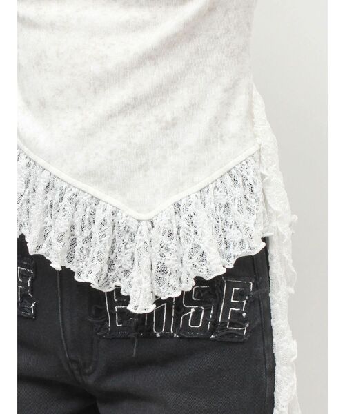 EVRIS（エヴリス）の「レースドッキングアシンメトリートップス（Tシャツ/カットソー・レディース・ホワイト/ブラック・FREE）」の6枚目の写真