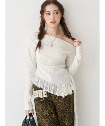 EVRIS | レースドッキングアシンメトリートップス(Tシャツ/カットソー)