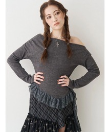 レースドッキングアシンメトリートップス