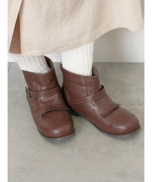 Samansa Mos2（サマンサ モスモス）の「メダリオンキルトショートブーツ（ブーツ・レディース・ブラウン/ブラック・S/M/XL/L）」の4枚目の写真