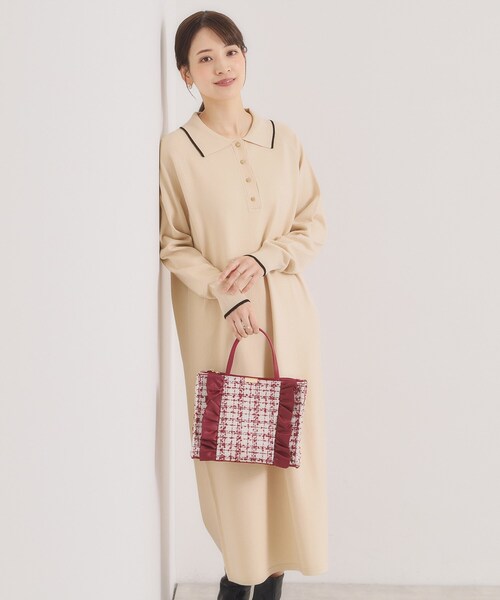 ITS'DEMO（イッツデモ）の「【手洗い可】ポロ衿ニットワンピース（ワンピース・レディース・ブラック/ライトベージュ/ブラウン系その他・00）」の12枚目の写真