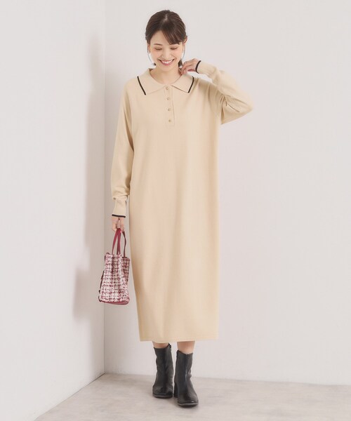 ITS'DEMO（イッツデモ）の「【手洗い可】ポロ衿ニットワンピース（ワンピース・レディース・ブラック/ライトベージュ/ブラウン系その他・00）」の13枚目の写真