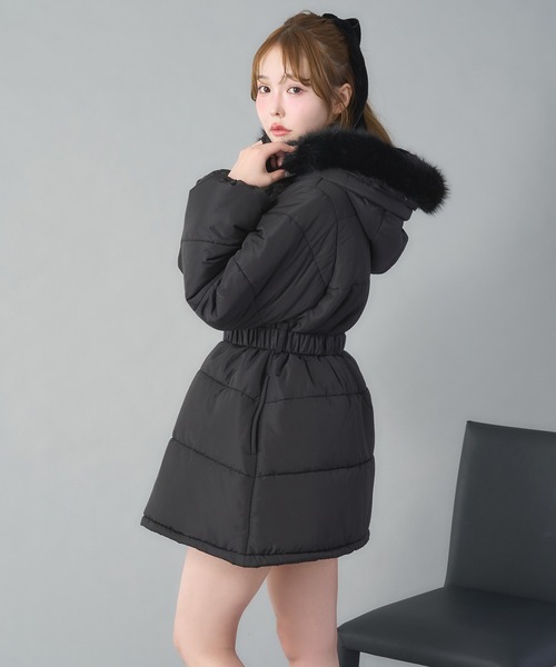 セール】フード付きミドルフェイクダウンコート（その他アウター