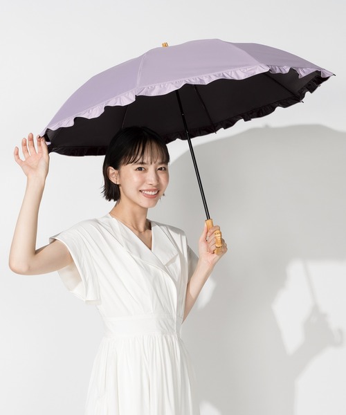 最強の日傘「UVO」 折りたたみ2段 親骨55cm フリル Wpc.（折りたたみ傘