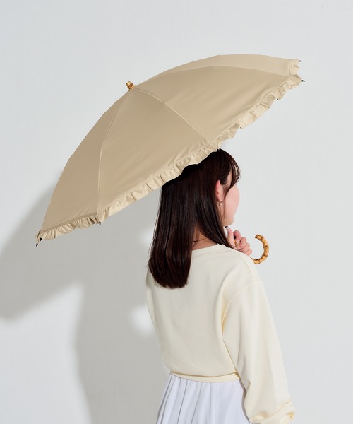UVO(ウーボ)の「最強の日傘「UVO」 折りたたみ2段 親骨55cm フリル Wpc.(折りたたみ傘・レディース・ベージュ/ラベンダー/サンドベージュ/オフホワイト/グレー/ブラック/サックスブルー・FREE)」の6枚目の写真