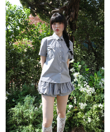 Check Ribbon Shirt (Blue)