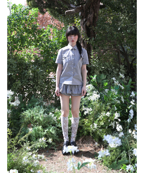 UGLY SHADOW(アグリーシャドウ)の「Check Ribbon Shirt (Blue)(シャツ/ブラウス・レディース・その他・FREE)」の2枚目の写真