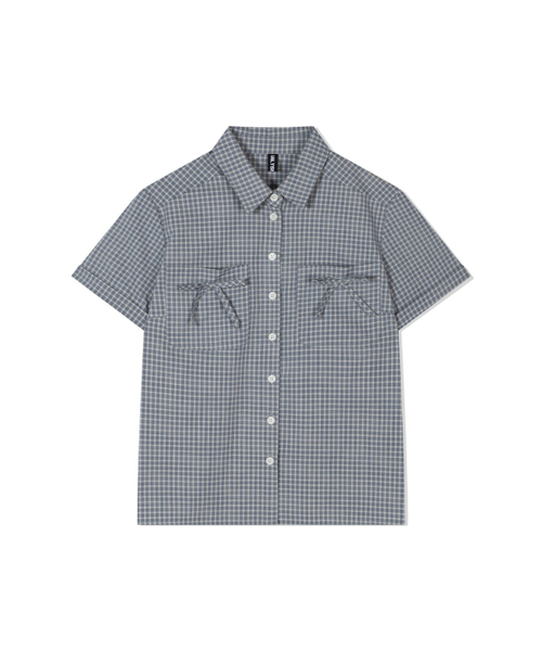 UGLY SHADOW(アグリーシャドウ)の「Check Ribbon Shirt (Blue)(シャツ/ブラウス・レディース・その他・FREE)」の5枚目の写真